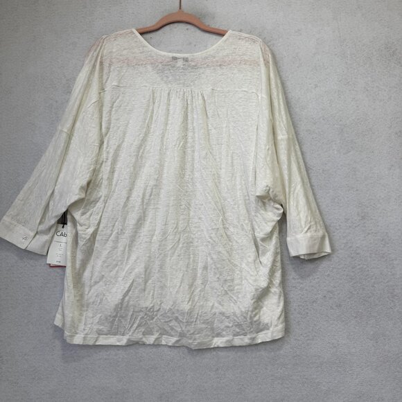 Cabi Sweetheart Topper Shirt Womens Large White 100% Linen Button Front Top - Picture 10 of 11